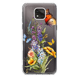 Motorola Moto G Power 2021 Yellow Purple Spring Flowers Butterflies Floral Hybrid Protective Phone Case Cover