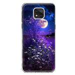 Motorola Moto G Power 2021 Spring Moon Night Lavender Flowers Floral Hybrid Protective Phone Case Cover