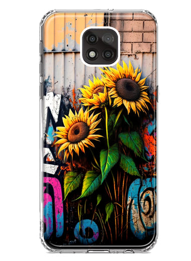 Motorola Moto G Power 2021 Sunflowers Graffiti Painting Art Hybrid Protective Phone Case Cover