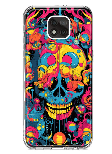 Motorola Moto G Power 2021 Psychedelic Trippy Death Skull Pop Art Hybrid Protective Phone Case Cover