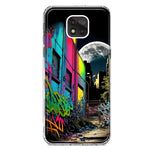 Motorola Moto G Power 2021 Urban City Full Moon Graffiti Painting Art Hybrid Protective Phone Case Cover