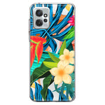 Motorola Moto G Power 2023 Blue Monstera Pothos Tropical Floral Summer Flowers Hybrid Protective Phone Case Cover
