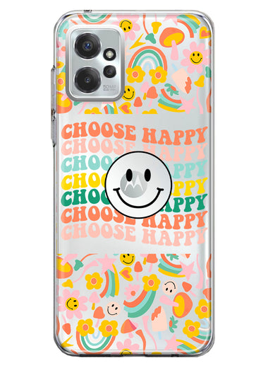 Motorola Moto G Power 2023 Choose Happy Smiley Face Retro Vintage Groovy 70s Style Hybrid Protective Phone Case Cover