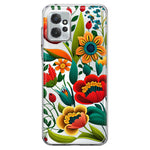 Motorola Moto G Power 2023 Colorful Red Orange Folk Style Floral Vibrant Spring Flowers Hybrid Protective Phone Case Cover