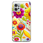 Motorola Moto G Power 2023 Colorful Yellow Pink Folk Style Floral Vibrant Spring Flowers Hybrid Protective Phone Case Cover