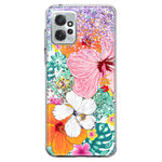 Motorola Moto G Power 2023 Hawaiian Vibes Hibiscus Flowers Monstera Vacation Summer Hybrid Protective Phone Case Cover