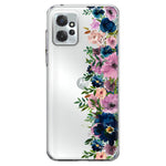 Motorola Moto G Power 2023 Navy Blue Summer Watercolor Floral Classic Purple Flowers Hybrid Protective Phone Case Cover
