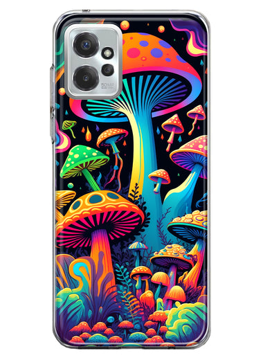 Motorola Moto G Power 2023 Neon Rainbow Psychedelic Indie Hippie Mushrooms Hybrid Protective Phone Case Cover