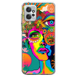 Motorola Moto G Power 2023 Neon Rainbow Psychedelic Hippie One Eye Pop Art Hybrid Protective Phone Case Cover