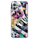 Motorola Moto G Power 2023 Zebra Stripes Tropical Flowers Purple Blue Summer Vibes Hybrid Protective Phone Case Cover