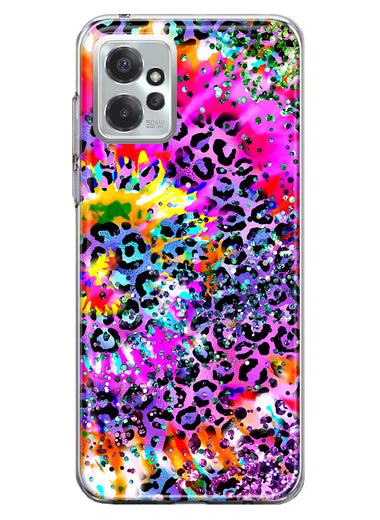 Motorola Moto G Power 2023 Vibrant Pink Purple Tie Dye Summer Leopard Swirl Rainbow Hybrid Protective Phone Case Cover