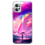 Motorola Moto G Power 2023 Kawaii Manga Pink Cherry Blossom Japanese Rainbow Girl Hybrid Protective Phone Case Cover