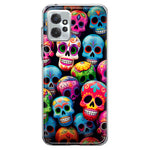 Motorola Moto G Power 2023 Halloween Spooky Colorful Day of the Dead Skulls Hybrid Protective Phone Case Cover