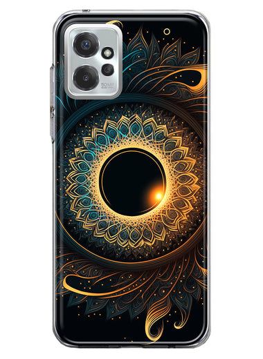 Motorola Moto G Power 2023 Mandala Geometry Abstract Eclipse Pattern Hybrid Protective Phone Case Cover