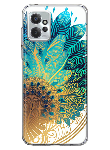 Motorola Moto G Power 2023 Mandala Geometry Abstract Peacock Feather Pattern Hybrid Protective Phone Case Cover