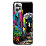 Motorola Moto G Power 2023 Urban City Full Moon Graffiti Painting Art Hybrid Protective Phone Case Cover