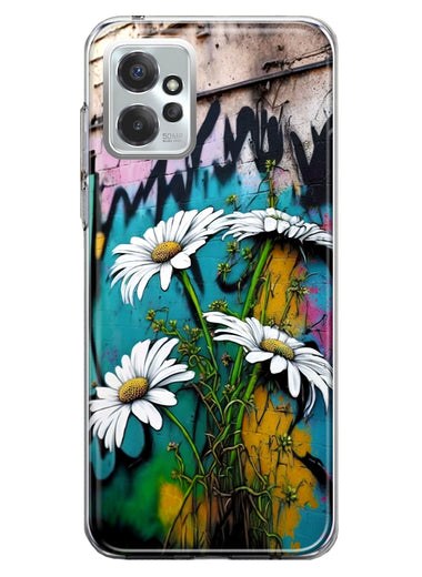 Motorola Moto G Power 2023 White Daisies Graffiti Wall Art Painting Hybrid Protective Phone Case Cover