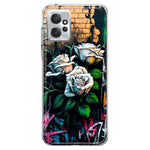 Motorola Moto G Power 2023 White Roses Graffiti Wall Art Painting Hybrid Protective Phone Case Cover