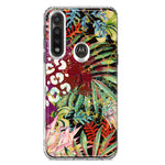 Motorola G Power 2020 Leopard Tropical Flowers Vacation Dreams Hibiscus Floral Hybrid Protective Phone Case Cover