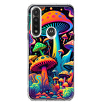 Motorola Moto G Power Neon Rainbow Psychedelic Indie Hippie Mushrooms Hybrid Protective Phone Case Cover