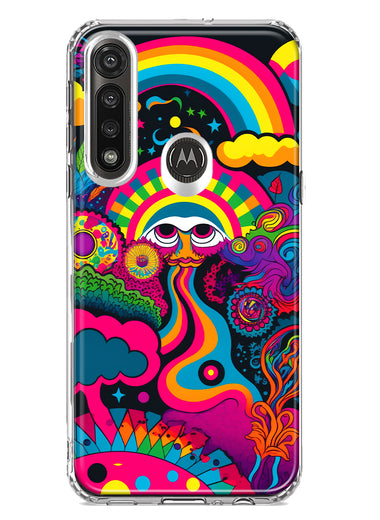 Motorola Moto G Power Psychedelic Trippy Hippie Night Walk Hybrid Protective Phone Case Cover