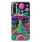 Motorola Moto G Power Neon Rainbow Psychedelic UFO Alien Planet Hybrid Protective Phone Case Cover