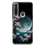 Motorola G Power 2020 Kawaii Manga Pink Cherry Blossom Full Moon Hybrid Protective Phone Case Cover