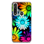 Motorola Moto G Power Neon Rainbow Daisy Glow Colorful Daisies Baby Blue Pink Yellow White Double Layer Phone Case Cover