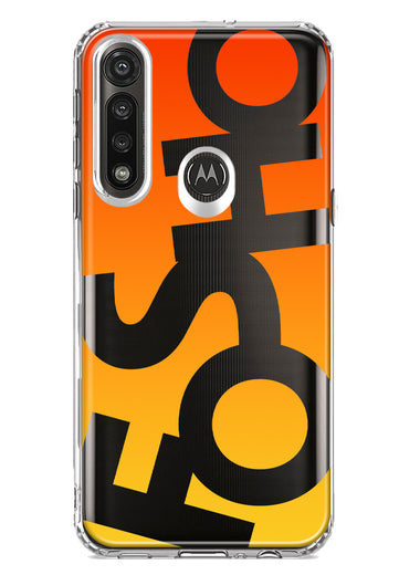 Motorola G Power 2020 Orange Yellow Clear Funny Text Quote Fosho Hybrid Protective Phone Case Cover