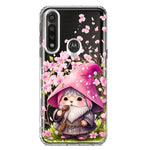 Motorola Moto G Power Cute Pink Cherry Blossom Gnome Spring Floral Flowers Double Layer Phone Case Cover