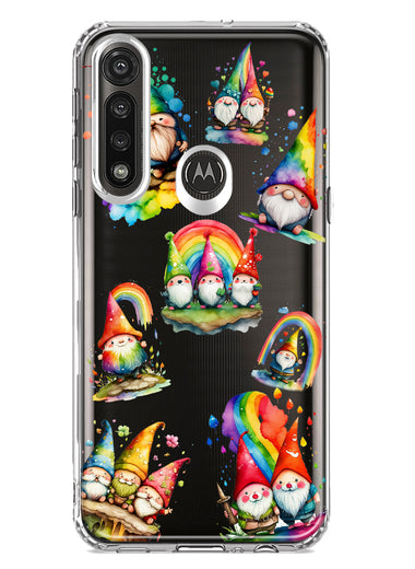 Motorola Moto G Power Colorful Neon Glow Rainbow Gnomes Painting Hybrid Protective Phone Case Cover