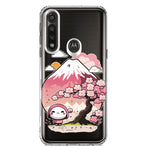 Motorola Moto G Power Kawaii Manga Pink Cherry Blossom Fuji Mountain Mochi Girl Hybrid Protective Phone Case Cover