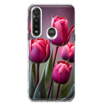 Motorola Moto G Power Pink Tulip Flowers Floral Hybrid Protective Phone Case Cover