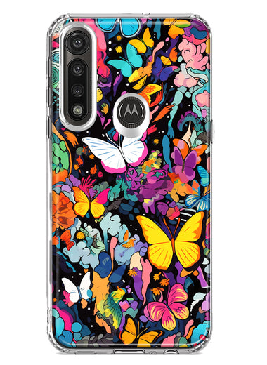 Motorola G Power 2020 Psychedelic Trippy Butterflies Pop Art Hybrid Protective Phone Case Cover