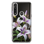 Motorola Moto G Power White Lavender Lily Purple Flowers Floral Hybrid Protective Phone Case Cover