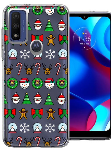 Motorola Moto G Pure Classic Christmas Polka Dots Santa Snowman Reindeer Candy Cane Design Double Layer Phone Case Cover