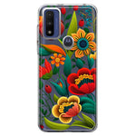 Motorola Moto G Play 2023 Colorful Red Orange Folk Style Floral Vibrant Spring Flowers Hybrid Protective Phone Case Cover