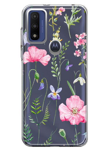 Motorola Moto G Pure 2021 G Power 2022 Spring Pastel Wild Flowers Summer Classy Elegant Beautiful Hybrid Protective Phone Case Cover