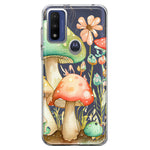 Motorola Moto G Pure 2021 G Power 2022 Fairytale Watercolor Mushrooms Pastel Spring Flowers Floral Hybrid Protective Phone Case Cover