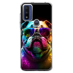 Motorola Moto G Pure Neon Rainbow Glow Bulldog Hybrid Protective Phone Case Cover