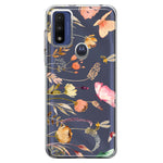 Motorola Moto G Pure 2021 G Power 2022 Peach Meadow Wildflowers Butterflies Bees Watercolor Floral Hybrid Protective Phone Case Cover