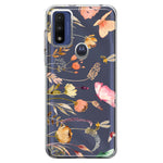 Motorola Moto G Play 2023 Peach Meadow Wildflowers Butterflies Bees Watercolor Floral Hybrid Protective Phone Case Cover