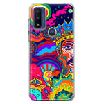 Motorola Moto G Pure G Power 2022 Neon Rainbow Psychedelic Indie Hippie Indie King Hybrid Protective Phone Case Cover