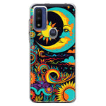 Motorola Moto G Pure G Power 2022 Neon Rainbow Psychedelic Indie Hippie Indie Moon Hybrid Protective Phone Case Cover