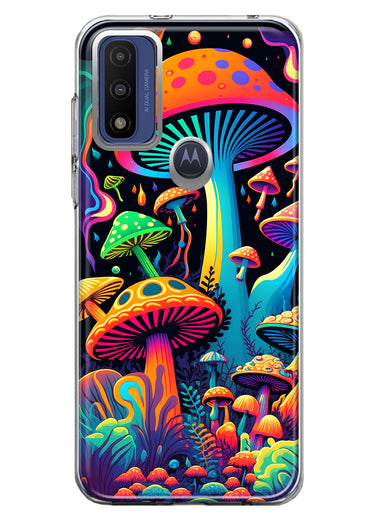 Motorola Moto G Pure G Power 2022 Neon Rainbow Psychedelic Indie Hippie Mushrooms Hybrid Protective Phone Case Cover