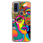 Motorola Moto G Pure G Power 2022 Neon Rainbow Psychedelic Hippie One Eye Pop Art Hybrid Protective Phone Case Cover