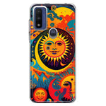 Motorola Moto G Pure G Power 2022 Neon Rainbow Psychedelic Indie Hippie Sun Moon Hybrid Protective Phone Case Cover