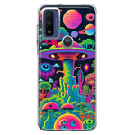 Motorola Moto G Pure G Power 2022 Neon Rainbow Psychedelic UFO Alien Planet Hybrid Protective Phone Case Cover