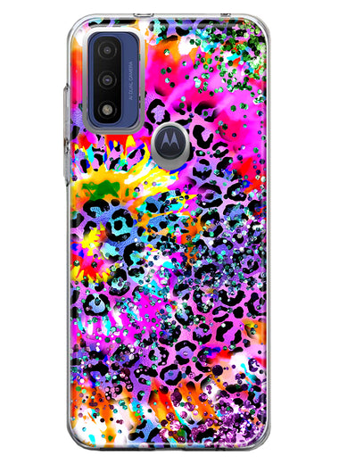 Motorola Moto G Pure 2021 G Power 2022 Vibrant Pink Purple Tie Dye Summer Leopard Swirl Rainbow Hybrid Protective Phone Case Cover