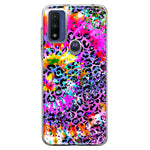 Motorola Moto G Pure 2021 G Power 2022 Vibrant Pink Purple Tie Dye Summer Leopard Swirl Rainbow Hybrid Protective Phone Case Cover